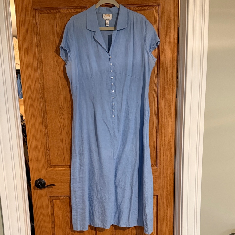 Talbots Light Blue Midi Button-Front Dress